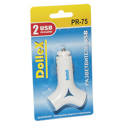 Разветвитель прикуривателя Dollex Разветвитель прикуривателя DolleX, на 2 гнезда USB | Артикул PR75